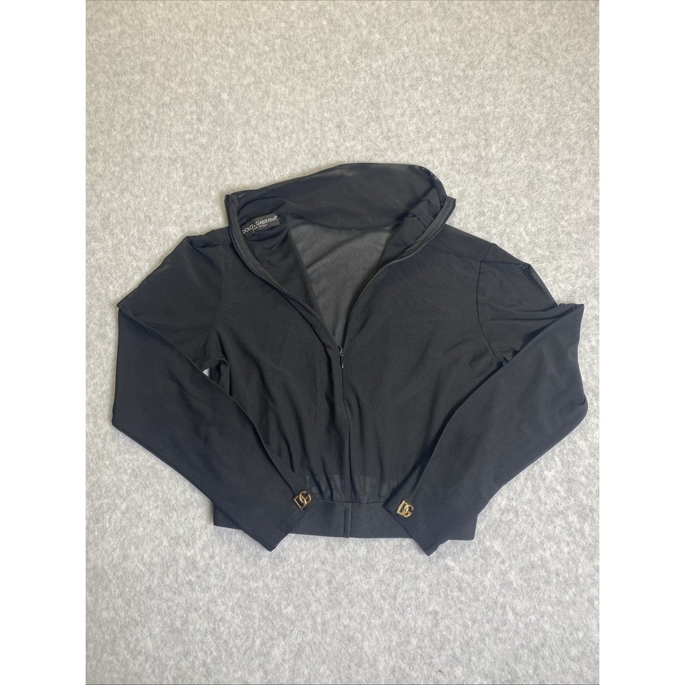 Dolce & Gabbana Black Cropped Full Zip Jacket Womens Small S No Tag Fits IT 40
